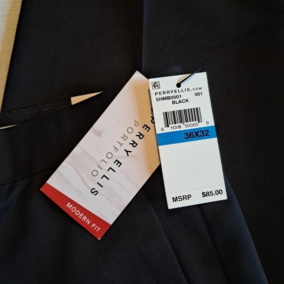 Perry Ellis men's 36 x 32 black portfolio modern fit folio-flex, New - Picture 5 of 9
